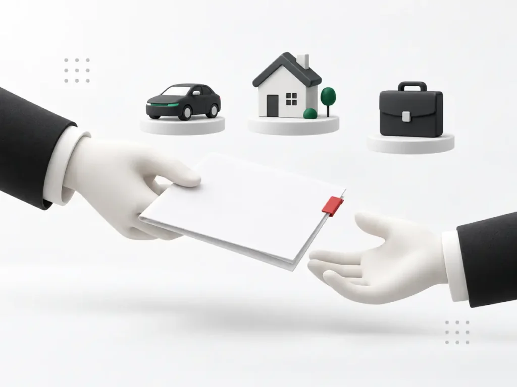 Illustration: handing over a power of attorney document